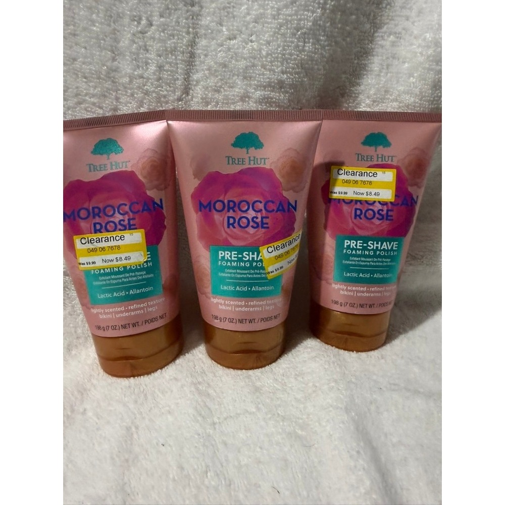 3x-Tree Hut Moroccan Rose Pre-Shave Foaming Polish 7oz Lactic Acid Allantoin